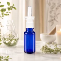 Blaue 20ml Glasflasche mit Nasenspray-Mechanismus für pharmazeutische Zubereitungen in Apothekenqualität