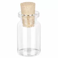 Durchsichtige Glasflasche 5ml mit hellem Naturkorkverschluss für Schmuck und Bastelprojekte