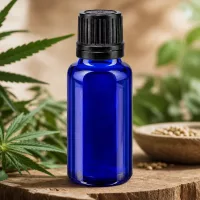 20ml ApoGlas Flasche in Blau mit schwarzem Schraubverschluss für lichtempfindliche Naturprodukte