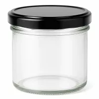 125ml Glaskonservenglas mit breiter Öffnung und schwarzem Deckel zum Befüllen