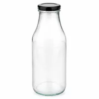 Hochwertige 330ml Glasflasche UNiTWIST mit schwarzem BasicSeal Deckel zum Befüllen