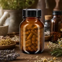 Kompakte Weithalsflasche aus braunem Glas 50ml Volumen mit sicherem Verschlusssystem