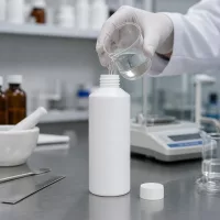Weiße HDPE Weithalsflasche 100ml für Chemikalien und Pharmaka im Apothekenlabor