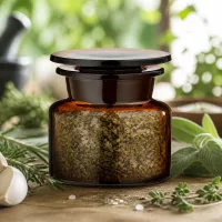 Luftdichtes Braunglas Gewürzglas 50ml mit flachem Glasstopfen für aromatische Kräutersalze