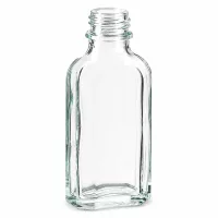 50 ml Flakon aus klarem Glas flach rechteckig mit DIN22 Mündung leer