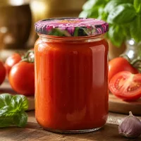 Rundes 555ml Vorratsglas mit Blüten Twist-Off Deckel ideal zum Einkochen von Tomatensoße