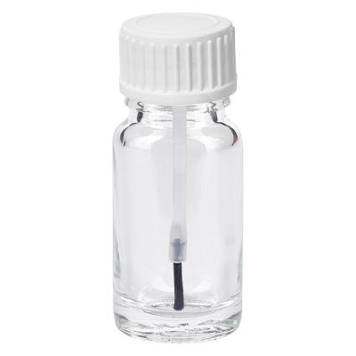 Kleine Applikatorflasche 10ml Klarglas mit Pinselaufsatz und weißem Deckel für flüssige Produkte