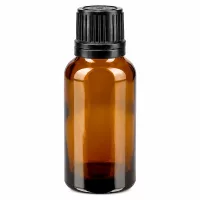 Braunglasflasche 20ml UV-Schutz Glas mit OV Sicherheitsverschluss schwarz