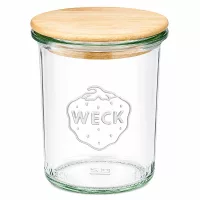 WECK Sturzglas 160ml RR60 mit Bambusdeckel Einmachglas mit Holzdeckel für Küche und Vorratshaltung