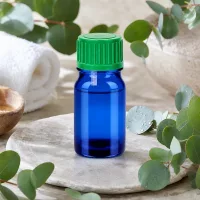 Apotheken-Tropfflasche 5ml blau mit kindersicherem grünem Verschluss UT18/5 Standard