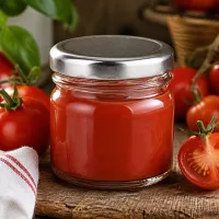 Frische Tomatensauce eingeweckt im UNiTWIST 33ml Rundglas mit silbernem Twist-Off-Deckel
