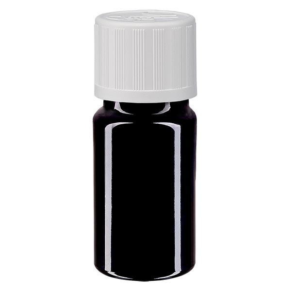 Apothekenflasche violett 5ml Tropfverschluss weiß Kindersicherung Standard
