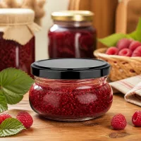 UNiTWIST Einweckglas 120ml gedrungene Terrinenform schwarzer Schraubdeckel für Fruchtaufstriche