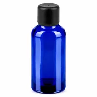 30ml blaue Apothekerflasche mit schwarzem Deckel für Seren und Tinkturen