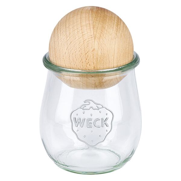 220ml Tulpenglas WECK RR60 mit Holzkugel Buche