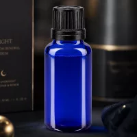 Lichtschutzflasche 20ml kobaltblau mit schwarzem Tropfverschluss für empfindliche Öle und Essenzen