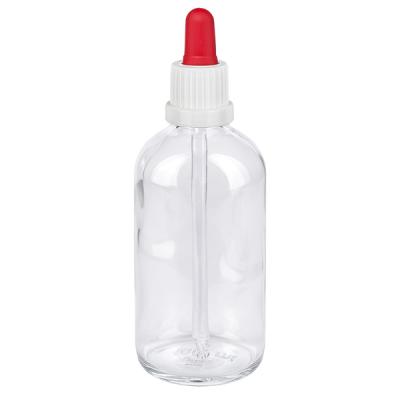 Leere 100ml Glasflasche mit Pipettenaufsatz weiss rot ideal für Tropfen Tinkturen und Seren