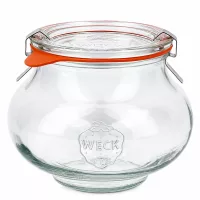 WECK Schmuckglas 560ml mit Glasdeckel und Gummiring, bauchige Form, Einmachglas mit Bügelverschluss RR80