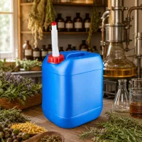 Kanister 20 Liter blau mit rotem DIN-Verschluss und flexiblem Ausgießer für Pflanzenauszüge