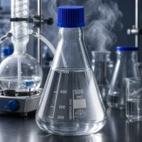 Graduierter Erlenmeyerkolben 500ml mit chemikalienresistentem Verschluss für Synthesearbeiten