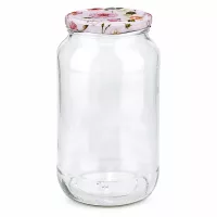 Rundglas 1062ml mit rosa Blumendeckel BasicSeal Verschluss Vorratsglas Einmachglas