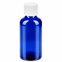 Hochwertige blaue Glasflasche 50ml mit manipulationssicherem Verschluss BlueLine