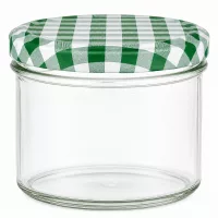 225ml Sturzglas mit grün-weißem Karodeckel BasicSeal UN Verschluss für Marmelade und Konserven