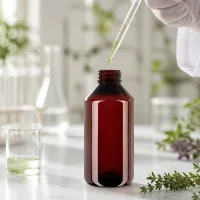 Braunflasche 1000ml aus PET Kunststoff mit weißem OV ideal für Öle und Tinkturen