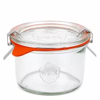 WECK Sturzglas 200ml RR80 mit Glasdeckel und orangem Gummiring Einmachglas Vorratsglas komplett