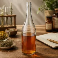750ml UNiTWIST Glasflasche mit Kräutertee befüllt Apotheker-Ambiente getrocknete Heilkräuter Notizbuch Rezeptbuch