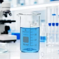 Graduiertes Becherglas 50ml hohe Form UNITWIST aus Borosilikat mit weißer Skalierung