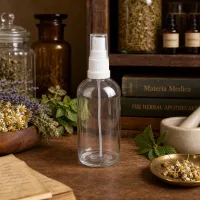 Zylindrische 100ml Glassprühflasche ClearLine weißer Verschluss Herbaliste Naturapotheke