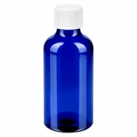 Hochwertige blaue 50ml Glasflasche mit weissem Schraubdeckel BlueLine UT18/50