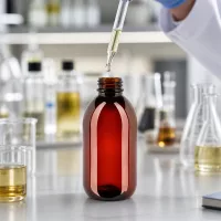 Stabile 250ml Kunststoffflasche in Braun mit weißem OV für Öle und Tinkturen