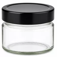 Transparentes Rundglas 130ml mit mattschwarzem Deckel UNiTWIST Vorratsset