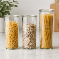 WECK Sturzglas 1500ml RR100 Set mit Pasta Bohnen und Nudeln gefüllt Vorratsaufbewahrung Küche modern