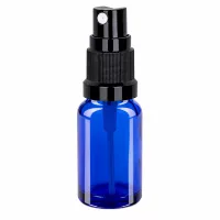 Elegante 10ml blaue Sprayflasche STD BlueLine UT18/10 mit mattschwarzem Zerstäuber-Aufsatz