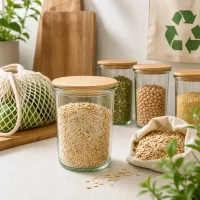 WECK Sturzglas 160ml RR60 Holzdeckel nachhaltige Vorratshaltung Haferflocken Hülsenfrüchte Zero Waste Küche
