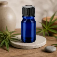 Robuste 5ml Glasflasche BlueLine Serie mit schwarzem Deckel für sichere Produktlagerung