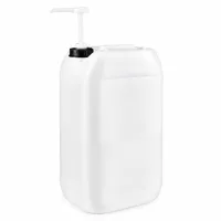 Großer weißer Flüssigkeitskanister 15 Liter mit Pumpe zur hygienischen Entnahme von Desinfektionsmittel