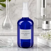 Runde blaue Apothekerglasflasche 100ml Standardform mit weißem Zerstäuberkopf für Naturprodukte