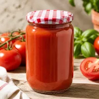 Vorratsglas 555ml UNiTWIST mit rotem Tomateninhalt und sicherem BasicSeal Twist-off Verschluss