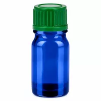 5ml Glasflasche UT18/5 in blau mit grünem Deckel perfekt für kleine Probenmengen