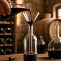 Vielseitiger Kurzstiel-Glastrichter aus robustem Kalk-Soda-Material für Küche und Weinhandling