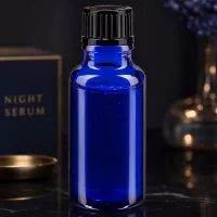 UV-Schutz Tropfflasche 20ml blau mit schwarzem Verschluss für Serum und Naturöle