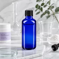 50ml blaue Glasflasche STD mit Tropfverschluss für Kosmetik Pharmazie und Aromatherapie