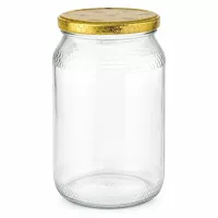 900ml Honigglas mit goldenem BasicSeal Deckel Bienenwabe Muster leer Imkereibedarf Honigverpackung