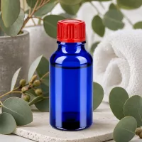 Professionelle Glasflasche 20ml in Blau mit rotem 11mm Verschluss für gewerbliche Anwendung