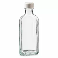 Meplat Schraubflasche 100ml Klarglas mit weißer Kappe und Schaumeinlage leer