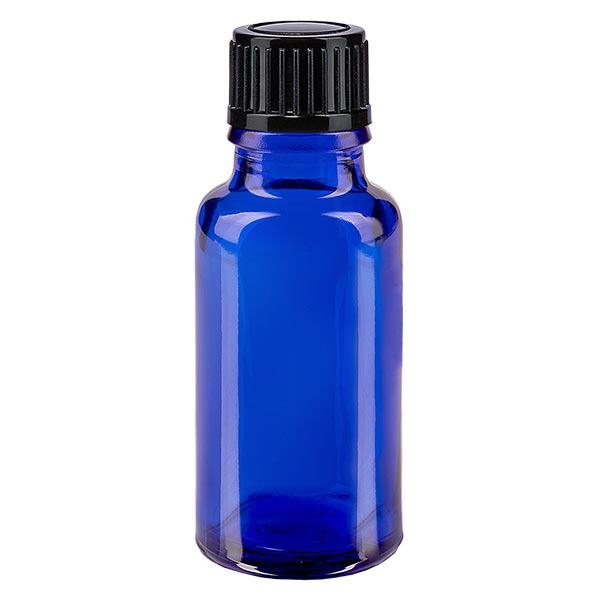 Apothekenflasche blau 20ml Tropfverschluss 1mm schwarz Standard